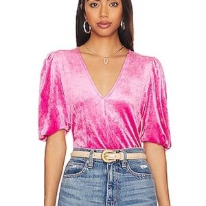 Free People Crushed Velvet Women's Pink Top